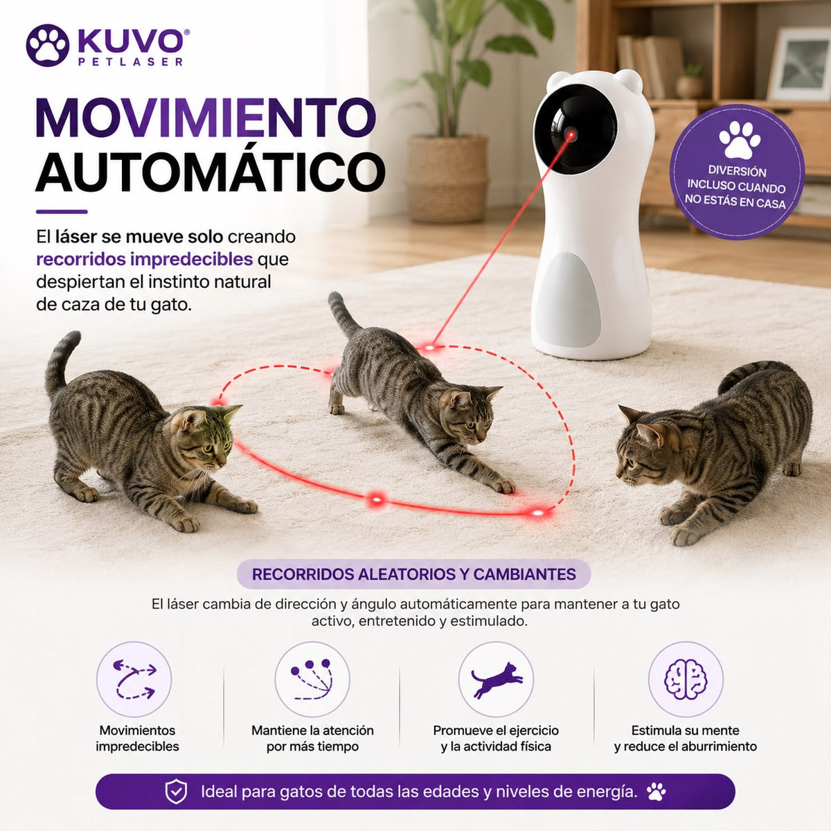 KUVO PetLaser I Juguete Laser Automático para Gatos