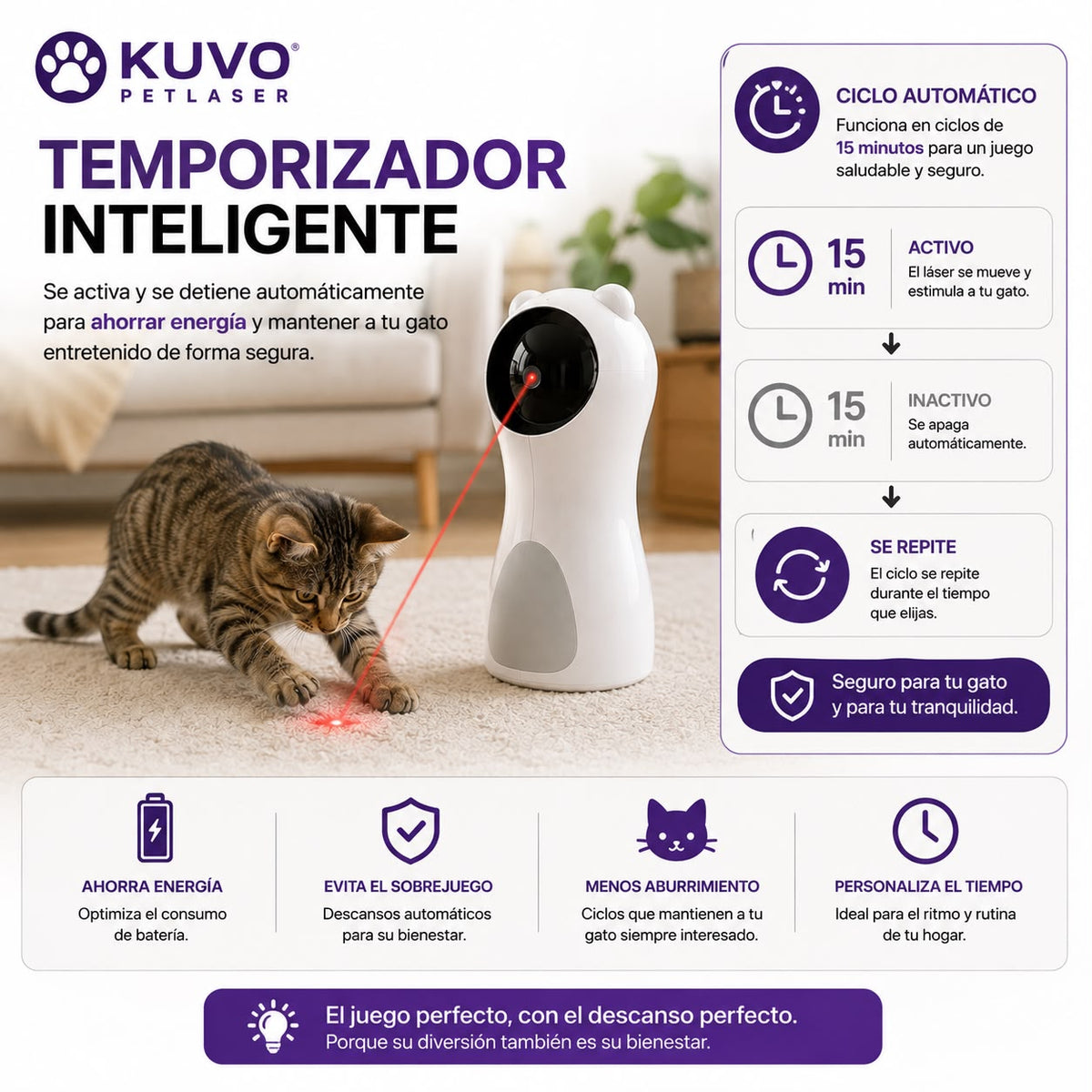 KUVO PetLaser I Juguete Laser Automático para Gatos